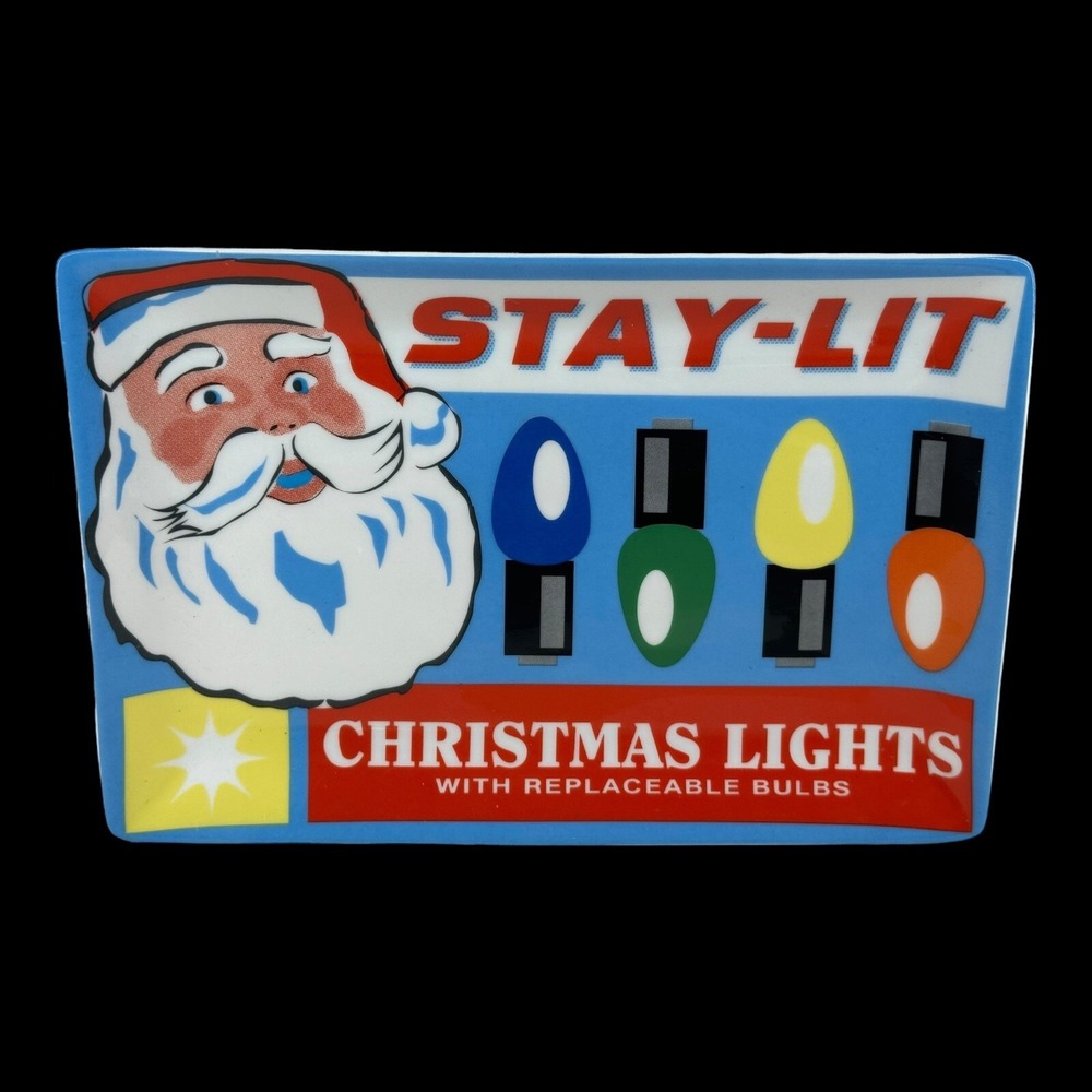 Boston Warehouse "Stay Lit Christmas Lights" Catch All Dish Retro Box Cover 2006